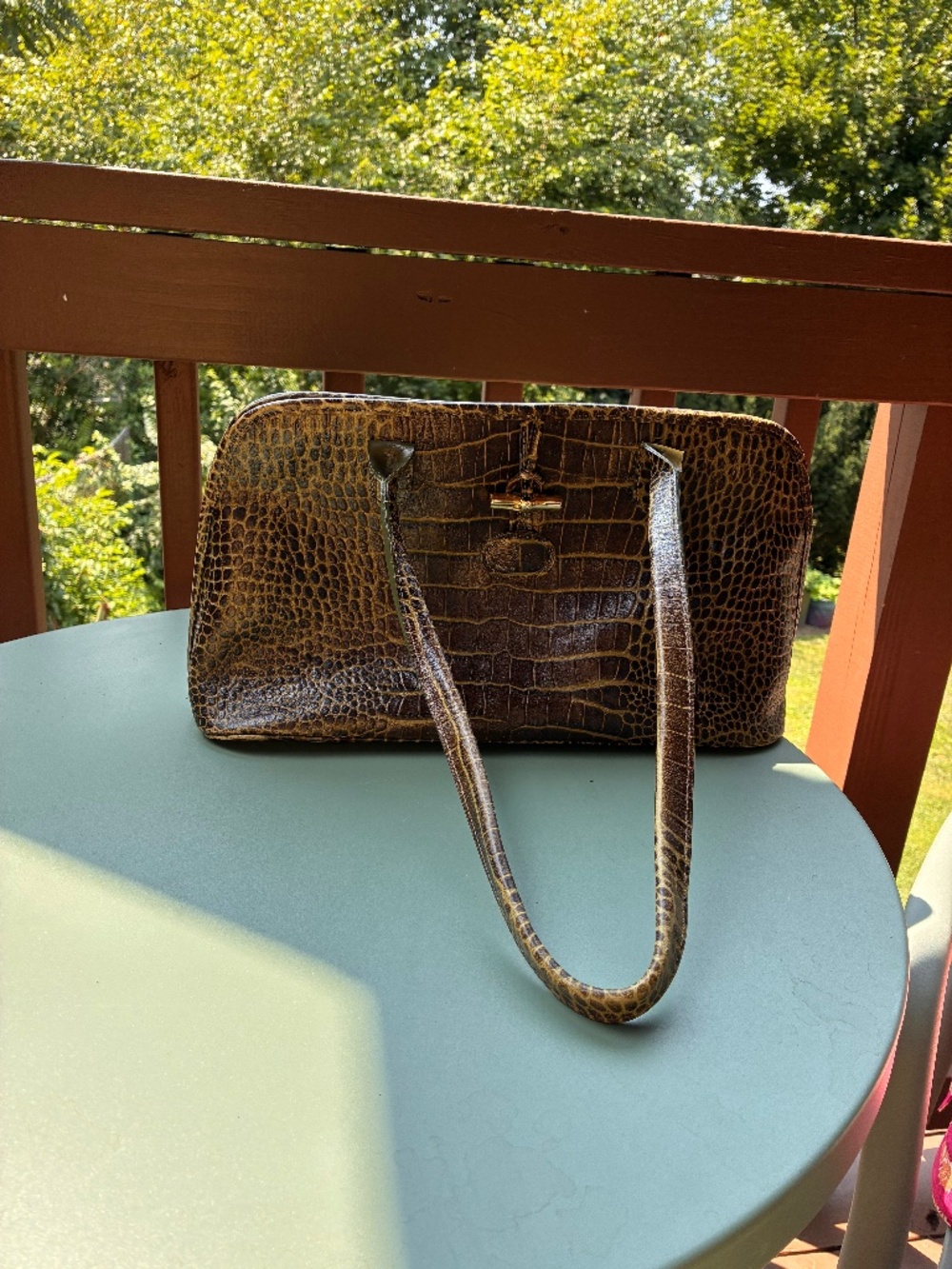 Lonchamp Shoulder Bag Loden Green
Croc embossed